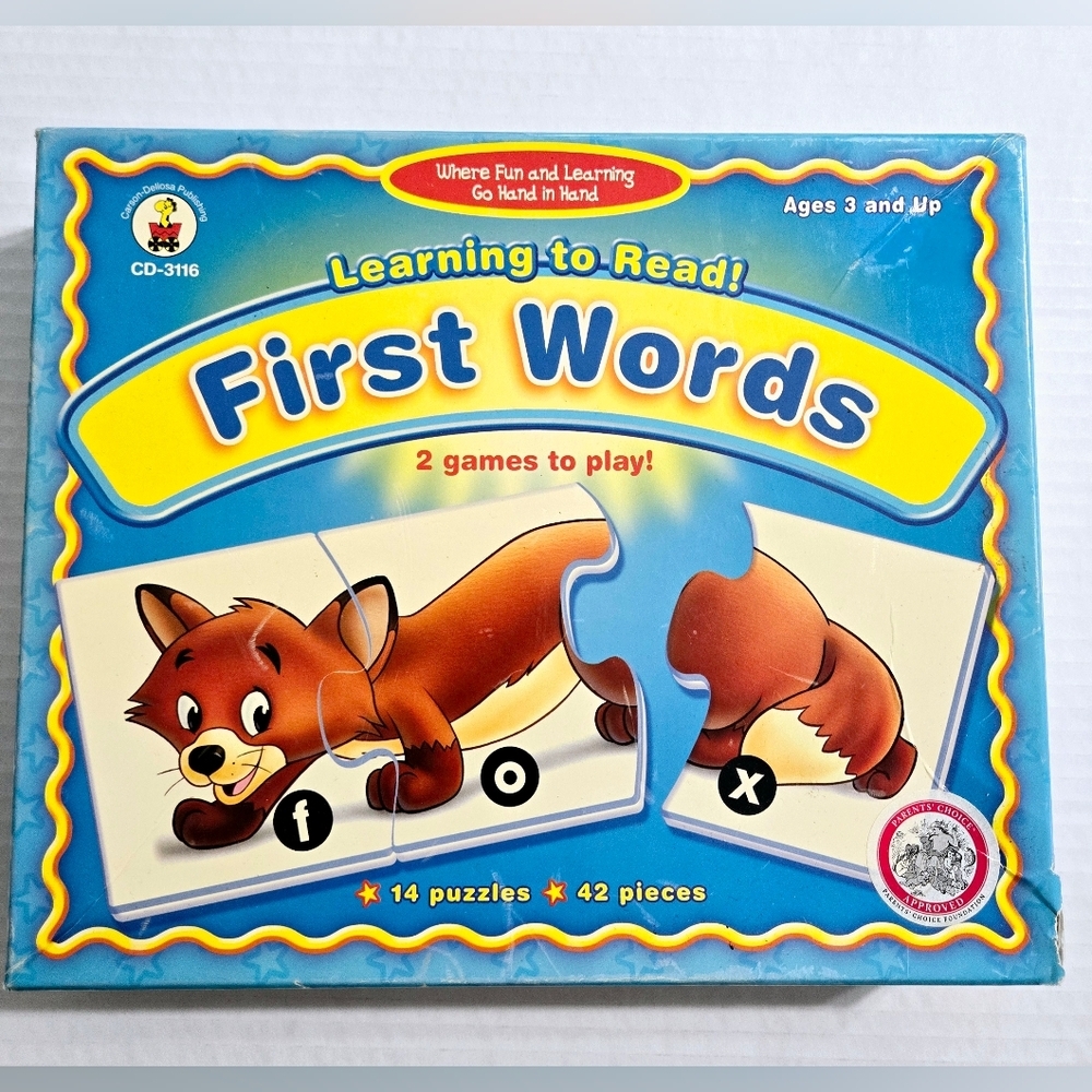 Vtg 2003 Learning to‎ Read First Words 14 Puzzles 42 Pieces Sight Words Ages 3+